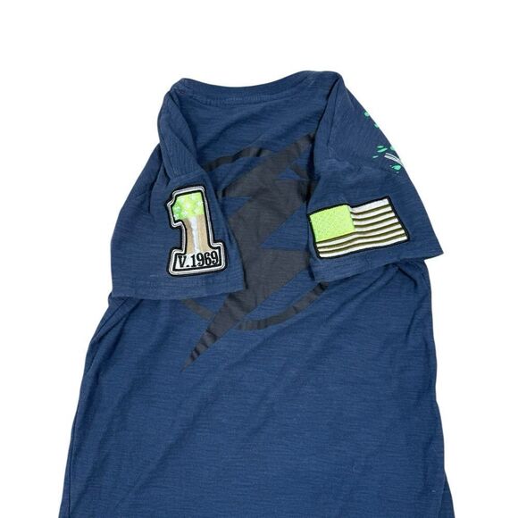 Versace 1969 Italia Kids Blue Live Fast Have A Blast Graphic Tee T-shirt - Picture 5 of 7